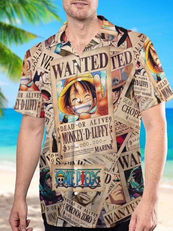 One Piece Wanted Poster Anime Hawaiian Shirt RE