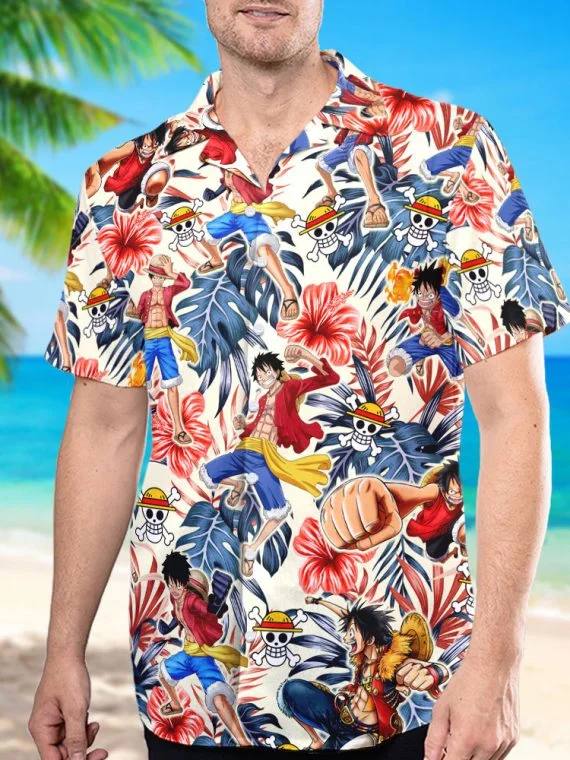 Luffy One Piece Anime Hawaiian Shirt Summer Beach Shirt RE