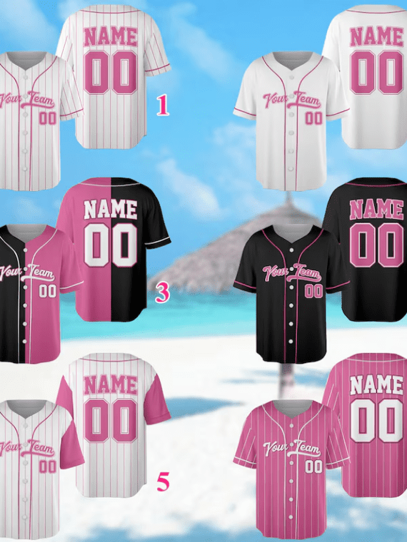Personalized Team Name And Number, Custom Baseball Jersey Pink Collection, Custom Baseball Jersey, Baseball Jersey Uniform For Baseball Fans